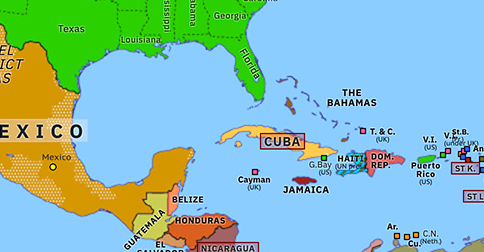 mexico cuba map